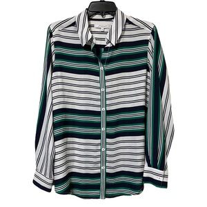 Foxcroft Horizontal Stripes Button Down Blouse